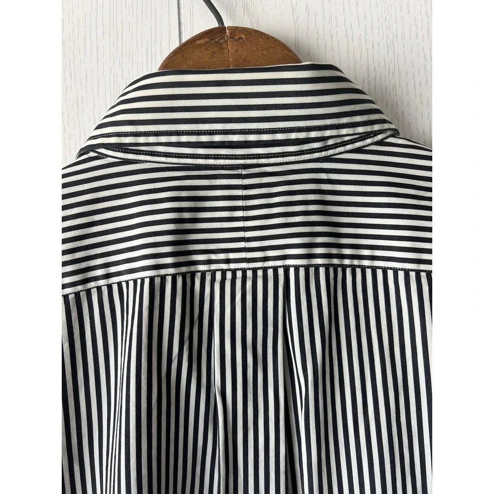Vintage Ralph Lauren Classic Fit Shirt Mens 16.5 L Black White Stripe Red Pony